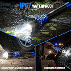 WdtPro Rechargeable LED Flashlights High Lumens, Super Bright 90000LM Rechargeable Flashlight with LCD Display, 5 Modes & Waterproof Powerful 10000mAh Handheld Flashlight for Camping Emergency Blue