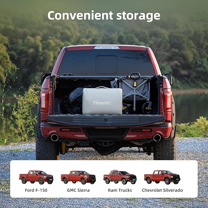 Truck Mattress, TPU Air Foam Camping Bed, Back Seat Inflatable CozyPad with Rechargeable Built-in Pump, Portable Travel Sleeping Mattress for Pickup Trucks