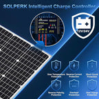 SOLPERK Solar Panel Kit 50W 12V, Waterproof Solar Battery Trickle Charger Maintainer + Waterproof Controller + Adjustable Mount Bracket for Boat Car RV Motorcycle(Without Mounting Bracket)