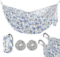 Cartoon Blue Iris Flowers Camping Hammock Cloth Hammock for Outside Patio Backyard Poolside