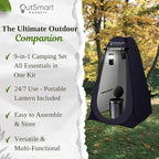 Outdoor Portable Toilet Set for Adults with Camping Night Lantern, Folding XL Toilet, Pop Up Privacy Tent and Carry Bags, Multipurpose Potty, Washable and Foldable for RV Travel