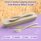 Quatish Reusable Travel Utensils with Case,3 Sets of Camping Utensils,Portable Wheat Straw Utensil (Knife, Fork, Spoon) for Lunch Box,Kitchen, Travel, Picnic & Daily Use - Easy to Clean (Multi-Color)