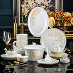 Cups and Saucers Set Nordic Ceramic Tableware Suit Glaze Dish Combination Dishes Suitable for Family Hotel Restaurant 60 Piece