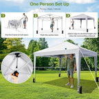 10x10 Pop Up Canopy with Sidewalls, Outdoor Instant Canopy Tent with Carry Bag for Commercial Events, Camping, Backyard Parties - White