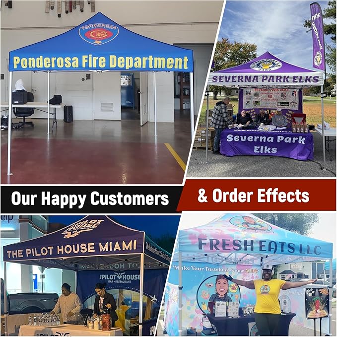 Custom Canopy Tent 10x10 with Logo, Personalized Pop Up Vendor Tent Business Tents for Trade Show Marketing Events | Nano Fabric Water Repellent Heavy Duty (Customized Canopy Confiquration)