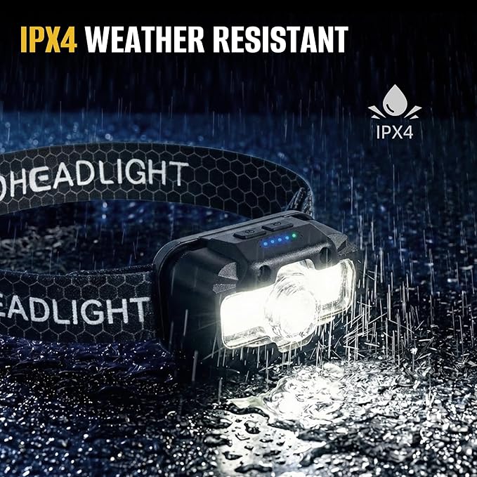 2-Pack LED Headlamp Rechargeable with Green & Red Light -1300 Lumen Ultra-Bright Flashlight Headlight for Camping, Running, Hiking, Fishing - Waterproof with 7 Modes