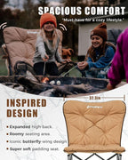 KingCamp Folding Comfy Butterfly Chair Oversized Padded Camping Chairs for Adults Comfortable Camp Chair 300lbs Heavy Duty with High Back for Outdoor Lawn Patio Bedroom Living Room Dorm