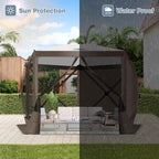 COBIZI Pop Up Gazebo Screen Tent Screen House for Camping, 10FTx10FT Screen Room with Mosquito Netting, Hub Tent Instant Screened Canopy with Carrying Bag and Ground Stakes, Brown
