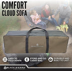 Black Sierra Double Camping Chair for Adults, Oversized Folding Loveseat Supports 600 lbs, Plush Padded Outdoor Couch with Cup Holders and Carry Bag for Beach, Patio, RV, or Tailgating Events