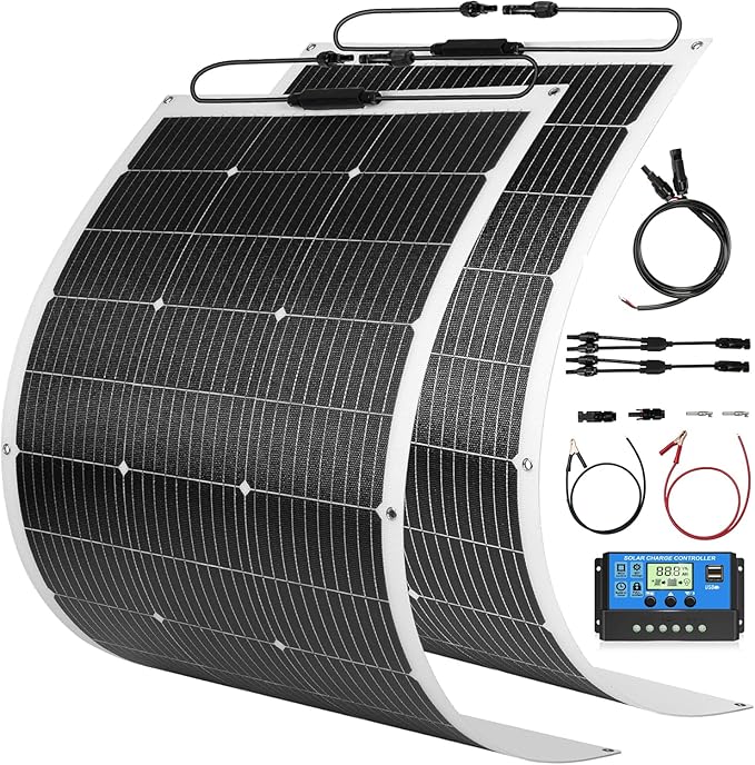 800 Watt Solar Panel Kit, 2pcs 400 Watt Flexible Monocrystalline Solar Panel with Charge Controller Photovoltaic Module for 18-36V Battery Charging Car Battery Camper RV(43.3/23.in)