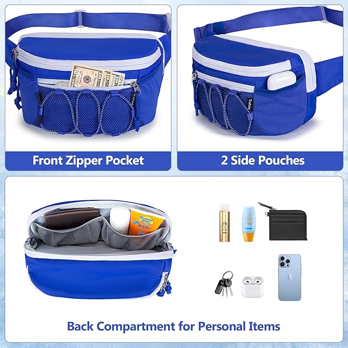 Fanny Pack Cooler, Insulated Waist Pack Snack Bag, Portable Hip Pack for Beach, Camping and Hiking, Blue