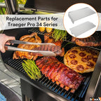 BQMAX Drip Pan Heat Baffle and Aluminium Grease Drip Tray Liners for Traeger Pro 34 Series Tex Elite Newer Tex Elite Pellet Smoker Grills, Suitable for Traeger Pro 34 Accessories BAC006 BAC410