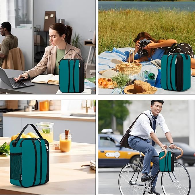 BEIMILY Lunch Box for Men Women Adults,Small Insulated Lunch Bag for Office Work Picnic,Reusable Portable Lunchbox,Soft Cooler Tote Bag(Dark Teal)