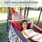 Double Hammock with Tree Straps 108x59in Heavy Duty 770 lbs Camping Hammock with Tassels Portable Colorful Canvas Hammocks with Carry Bag for Backyard Outdoor Beach Patio