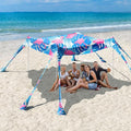 Rhino Valley Beach Tent Shade Canopy UPF50+ Protection, 8 Sandbags, 4 Stability Poles, Outdoor Sun Shelter Umbrella for Sand, Camping, Fishing Essentials
