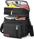 LOKASS Expandable Lunch Box for Women Men | Adult Lunchbag Cooler Tote Bag with Adjustable Shoulder Strap | Insulated Reusable Womens Lunch Bags for Work Camping Beach | 16L, Black