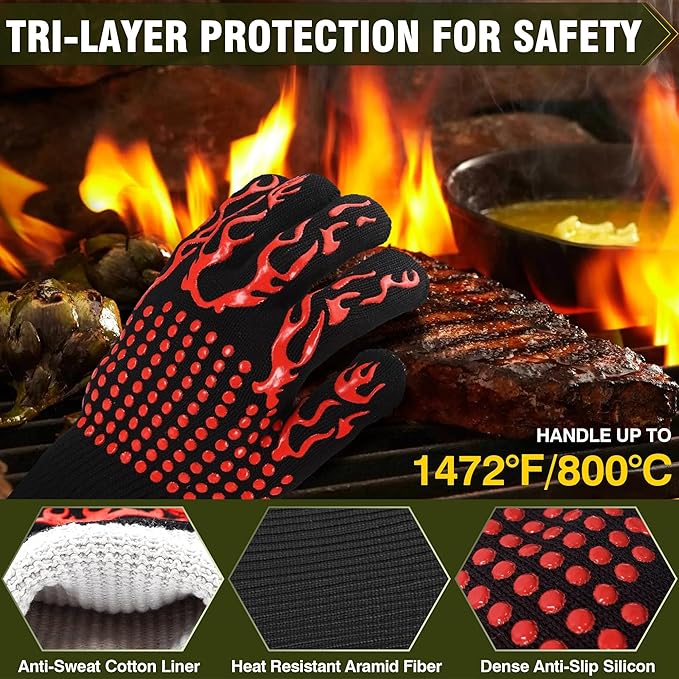 Bestfire 150,000 BTU 2 Burner Propane Camping Stove with Auto Ignition, Windpanel & Free Work Gloves, Portable Outdoor Gas Cooker with Removable Legs, Side Shelves & Carry Bag for Camping, BBQ