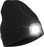 YMHB Unisex Beanie Hat with Light, USB Rechargeable LED Headlamp Hat Night Light Cap Christmas Stocking Stuffers Gifts for Men Dad Father Husband (Black)
