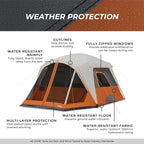 CORE Tent for Family Camping | 4 Person & 6 Person Portable Camp Tent with Carry Bag for Outdoor Car Camping | Included Gear Loft Organizer for Camp Accessories