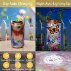 2Pack Solar Outdoor Lanterns Waterproof Butterfly Garden Gifts for Women, Multicolor Solar Outside Lights Lantern for Yard, Backyard, Porch, Mothers Day Gifts for Mom Grandma Wife