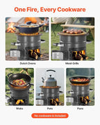VEVOR Camping Rocket Stove, Wood Burning Portable Rocket Stove with Carrying Bag for Backpacking, SPCC Steel, Double Door, Burn Twigs, Sticks or Charcoals for Outdoor Cooking, Backyard, Camp Cooking