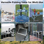 Small Folding Table, Aluminum 24" x 16" Adjustable Height Max 27.5" Folding Camping Table with Carrying Handle, Lightweight, Portable Camp Table for Outdoor Indoor Picnic Beach, Black