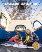 FanttikOutdoor Camping Tent 4/6/8/10 Person Instant Cabin Tent Setup in 60 Seconds with Rainfly & Windproof Portable with Carry Bag for Family Camping & Hiking, Upgraded Ventilation