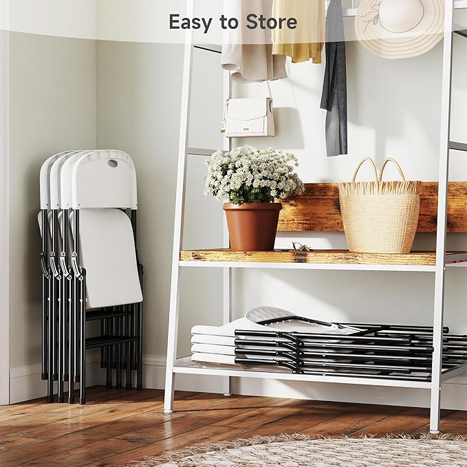 30 Pack Folding Chair, 800 Weight Limit Heavy Duty Plastic Folding Chair Portable Seating for Indoor Outdoor Events, Wedding, Party, Restaurant, Meeting Room White