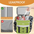 Cooler Backpack, 40 Cans Insulated Lunch Backpack Picnic Backpack for Men&Women, Durable Cooler Bag with 2 Leak Proof Compartments for Picnic, BBQ Camping, Lunch, Beach, Hiking, Green
