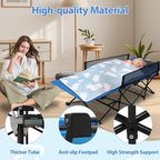 REDCAMP Kids Cot for Sleeping 2-7 Years, Portable Travel Toddler Cot Bed with Guardrail, Lightweight for Outdoor Indoor Home, Blue