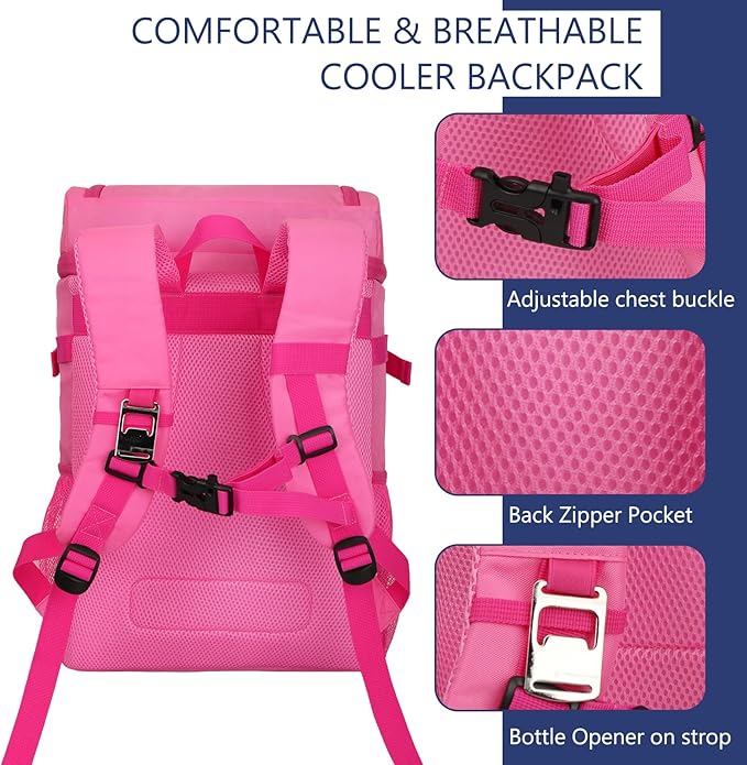 Cooler Backpack, 30 Can Backpack Cooler 4-Sided Cold Retention Technology, Lightweight & Hands-Free for Beach, Camping