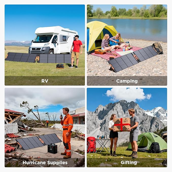 320W (2x160W) N-Type 16BB Portable Solar Panel, 25% High Efficiency Foldable Solar Charger with Bypass Diodes for Power Stations,IP67 Waterproof for RV Camping Off-Grid & Emergency Backup