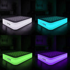 AirCandy Nite Brite Queen Inflatable Air Mattress with LED Lights – 15” Raised Blow Up Bed, USB Powered Color-Changing Glow, Flocked Top, Indoor Guest & Sleepover Bed