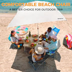 KingCamp Low Beach Chairs, Folding Portable Chair for Adults Lightweight Extra Wide Seat 300lbs Heavy Duty Oversized Backpack, Carry Bag for Camping