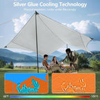 Camping Tarp with Poles & Retainer, 15x12.5FT Waterproof Canopy, 210D Oxford UPF100+ UV Sunshade Shelter, Portable Car Awning for Camping, Picnic, Hammock, Backpacking, Outdoor & Beach (Green)