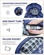 Sportneer Sleeping Bags for Adults, 0 Degree Sleeping Bag XL Flannel Winter Cold Weather Sleeping Bag with Detachable Hood Compression Sack for Camping, Backpacking, Hiking