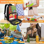 Insulated Cooler Lunch Box Backpack for Little Kids, All In One Backpack Meal Bag Teens Bookbag Primary Middle School Daypack, Laptop Bag Insulated Meal Cooler Box, Music Dinosaur