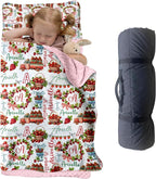 Personalized Toddler Nap Mat for Preschool, Custom Name Kids Sleeping Bag for Daycare, Kindergarten Roll Up Sleeping Mat with Removable Pillow and Soft Blanket, Fun Themes for Boys & Girls