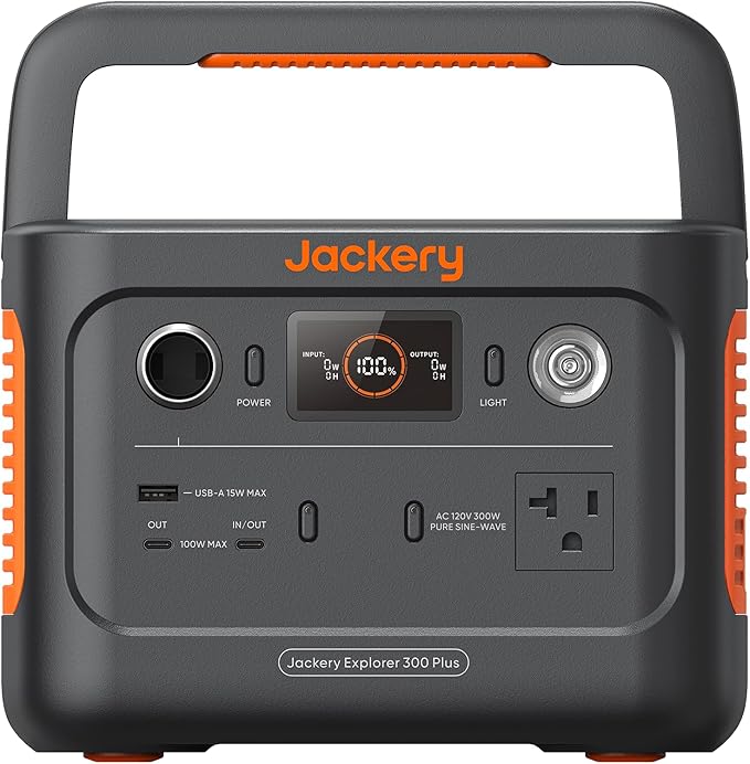Jackery Explorer 300 Plus Portable Power Station, 288Wh Backup LiFePO4 Battery, Solar Generator (Solar Panel Not Included) for RV, Outdoors, Camping, Traveling, and Emergencies (E300Plus) (Renewed)