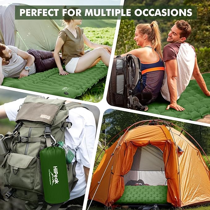 HiiPeak Camping Sleeping Pad, Ultralight Camping Mat with Pillow, Built-in Foot Pump Inflatable Sleeping Pads Compact for Camping Backpacking Hiking Traveling Tent