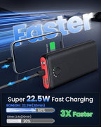 Portable Charger Power Bank 40000mah, USB C Fast Charging 22.5W External Battery Pack Phone Charger Quick Charge with 3 Outputs & 2 Inputs for iPhone 16/15 Samsung Android Camping Travel Essentials