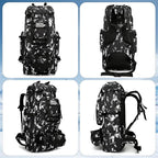 King'sGuard 100L Camping Hiking Backpack Molle Rucksack Military Camping Backpacking Daypack (Black Lighting)