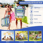 Tangkula Set of 2 Backpack Beach Chair, 5-Position Lay Flat Beach Chairs with Cooler Bag, 2 Cup Holders, Towel Bar, Lightweight Folding Beach Chair with Backpack Straps