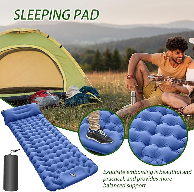 Self-Inflating Camping Air Mattress - Compact Portable Sleep Pad for Hiking, Backpacking, Travel, 40D Nylon TPU Waterproof Bed Mat Outdoor Gear
