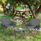 Leonyo Portable Camping Chairs for Adults, 2 Pcs Oversized Lawn Chair with Folding Camping Table for Beach, Picnic, Outdoor Sports, Fishing, Rv Travel – Grey
