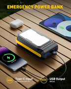 Jump Starter: 7000A Portable Car Battery-Jumper for All Gas or up to 12L Diesel, 3 in 1 Multi-Function 12V Auto Battery Booster Jump Box with 4000LM Camping Light and 16000mAh Power Bank