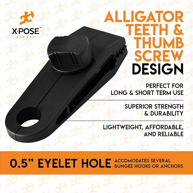 Xpose Safety 10 Pack Heavy Duty Reusable Tarp Clips - Use with Canopy Tent, Awning, Camping, Boat Cover, Car Cover, Swimming Pool or Sun Shade - by Xpose Safety