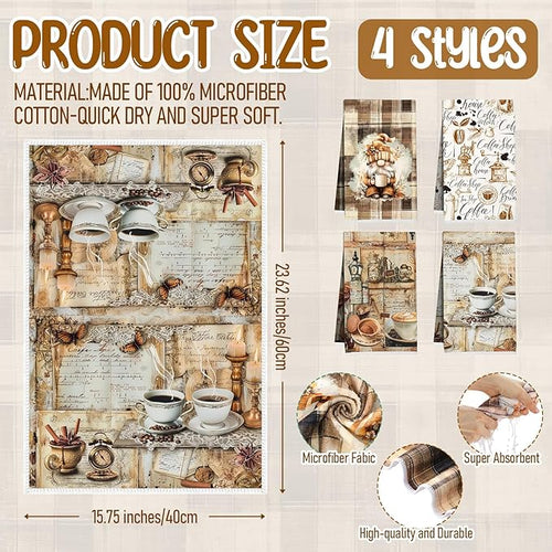 8 Pcs Coffee Kitchen Gift Dish Towel Pot Holder Oven Mitt Set 4 Tent Car Tea Towels with Funny Sayings Novelty 2 Oven Mitts 2 Pot Holders Coffee Accessories Decor for Rv