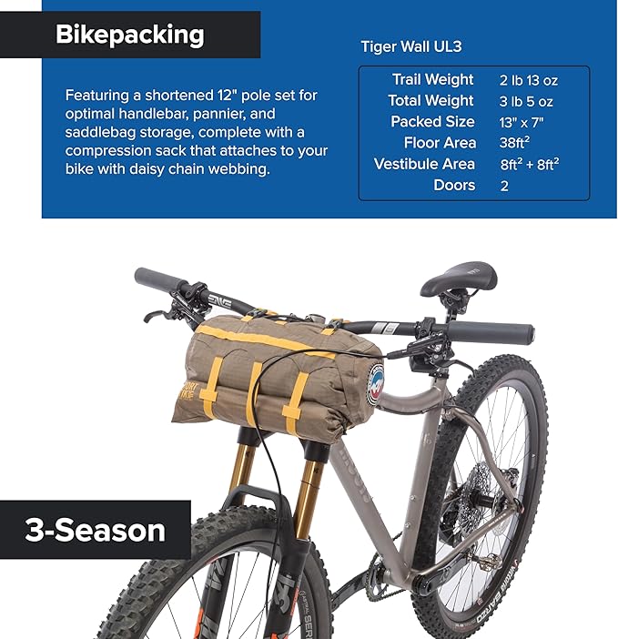 Big Agnes Tiger Wall UL Ultralight Bikepacking Tent with UV-Resistant Solution Dyed Fabric