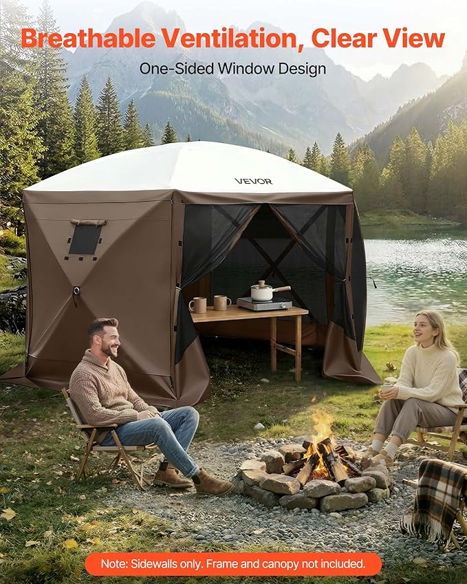 VEVOR 12x12ft Pop Up Gazebo Sidewalls with Window, 3 Solid Waterproof Panels, UV Protection, Wind & Sun Privacy Walls for Outdoor Events, Compatible with Clam, Escape & COBIZI Gazebo Screen Shelters